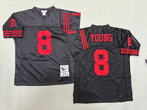 Mens Steve Young#8 black San Francisco 49ers Vintage Throwback Jersey