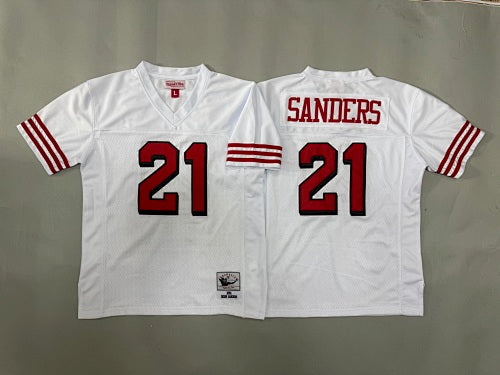 Youth Deion Sanders#21 San Francisco 49ers White Vintage Throwback Jersey