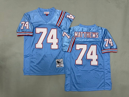 Mens Bruce Matthews#74 Tennessee Oilers Vintage Throwback Jersey