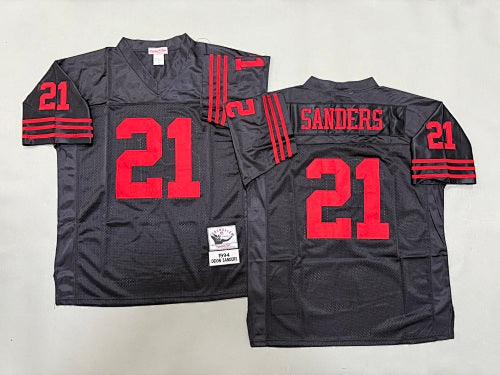 Mens Deion Sanders#21 black San Francisco 49ers Vintage Throwback Jersey