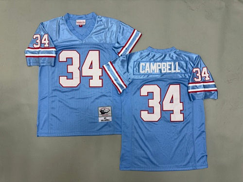 Mens Earl Campbell#34 Tennessee Oilers Vintage Throwback Jersey