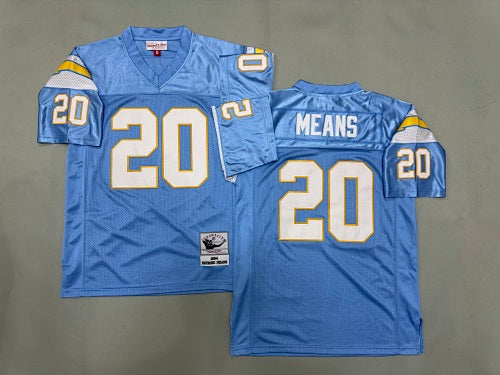 Mens Natrone Means#20 San Diego Chargers Vintage Throwback Jersey