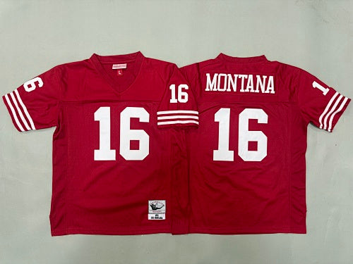 Youth Joe Montana#16 San Francisco 49ers Red Vintage Throwback Jersey