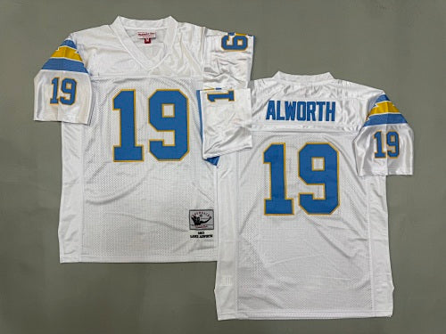 Mens Lance Alworth#19 white San Diego Chargers Vintage Throwback Jersey