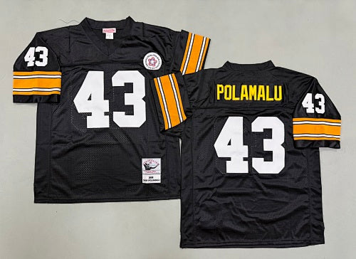 Mens Troy Polamalu#43 black Pittsburgh Steelers Vintage Throwback Jersey