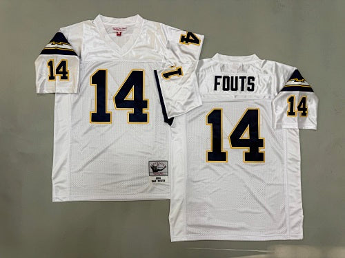 Mens Dan Fouts#14 white San Diego Chargers Vintage Throwback Jersey