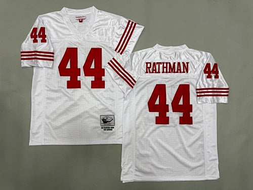 Mens Tom Rathman#44 White San Francisco 49ers Vintage Throwback Jersey