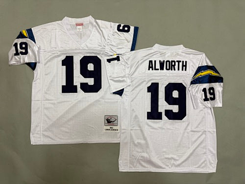 Mens Lance Alworth#19 white San Diego Chargers Vintage Throwback Jersey