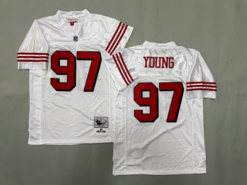 Mens Bryant Young#97 white San Francisco 49ers Vintage Throwback Jersey